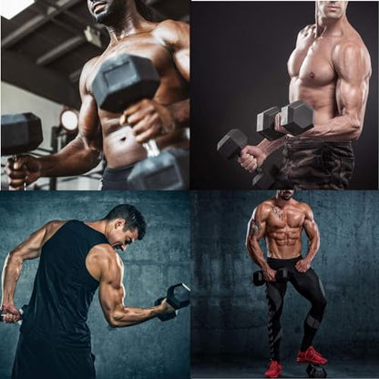 LIFERUN Dumbbells Rubber Coated Cast Iron Hex Black Dumbbell 30-85lb Free Weights Dumbbell Set of 2 - style: 80lbx2