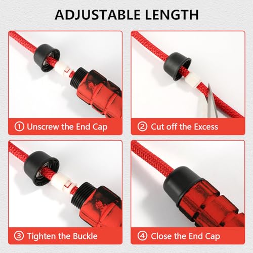 Weighted Jump Rope Nylon Adjustable - Tangle-Free Jump Rope for Women, Men, Kids, and Adults with Foam Handle, Rapid Speed with Ball Bearings, 360° Rotation Jumprope for Exercise, Fitness and Training - color: Red