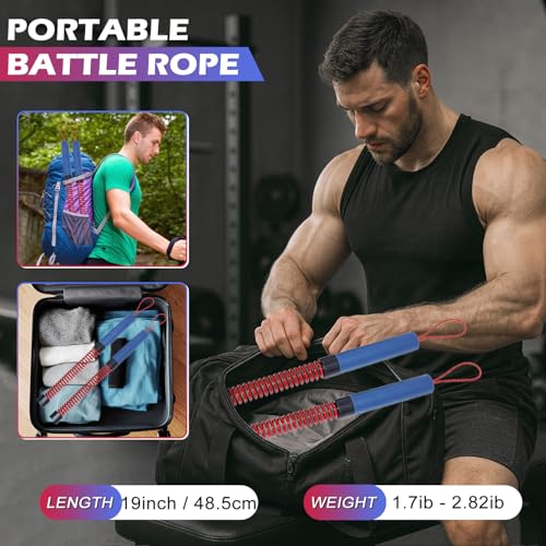 Upgraded Ropeless Battle Ropes for Home Gym, 1.7-2.8 lb Weighted Cords