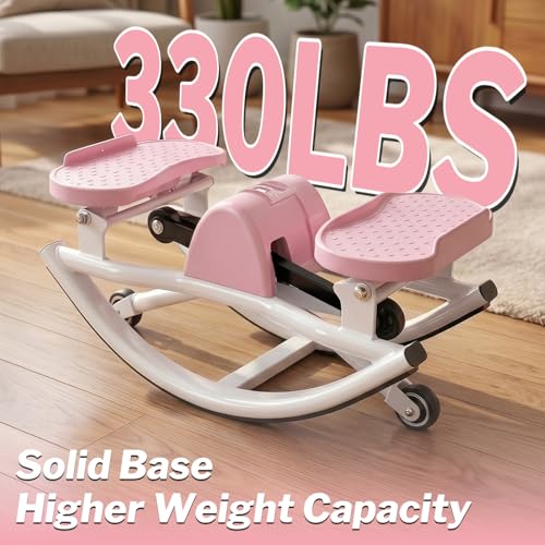 Gadeway U-Shaped Rock Stepper, 2026[New Vision] Rocking Stepper for Exercise at Home, 3D Motion Stair Stepper with Resistance Bands & Balance Board,330 LBS Loading Capacity Exercise Equipment - color: Pink