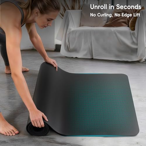 Professional PU & Natural Rubber Yoga Mat – Non Slip 5mm Thick Workout Mats for Women & Men, 72"x27" Wide Exercise Pad for Hot Yoga, Pilates, HIIT & Home Gym – Strap Included