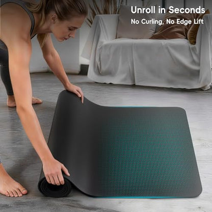 Professional PU & Natural Rubber Yoga Mat – Non Slip 5mm Thick Workout Mats for Women & Men, 72"x27" Wide Exercise Pad for Hot Yoga, Pilates, HIIT & Home Gym – Strap Included