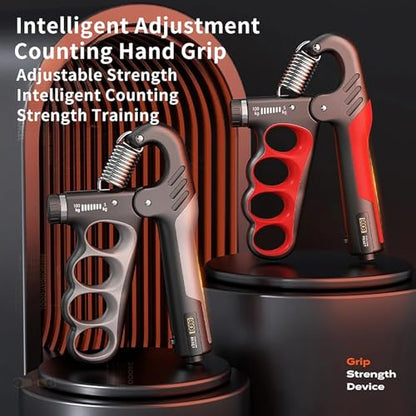 Grip Strength Trainer with Adjustable Resistance & Automatic Counter - color: Gray