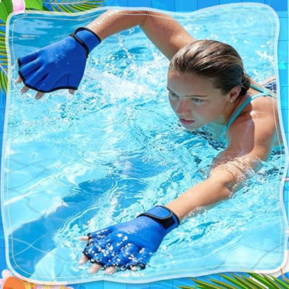 Water Aerobics Set Aquatic Exercise Set Include Water Foam Dumbbell Swim Aquatic Cuffs Ankle Arm Swimming Glove Pool Resistance Weights Pool Fitness Equipment for Training - color: Blue