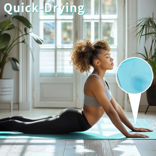 MIAOMIAO Non-Slip Hot Yoga Towel Set,Super Absorbent Microfiber in, 24.5" x 72" - Anti-Slip, Injury Free Design for Pilates, Yoga Mats, Exercise, and Fitness Gear - color: Light Blue