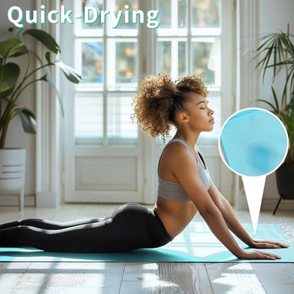 MIAOMIAO Non-Slip Hot Yoga Towel Set,Super Absorbent Microfiber in, 24.5" x 72" - Anti-Slip, Injury Free Design for Pilates, Yoga Mats, Exercise, and Fitness Gear - color: Light Blue