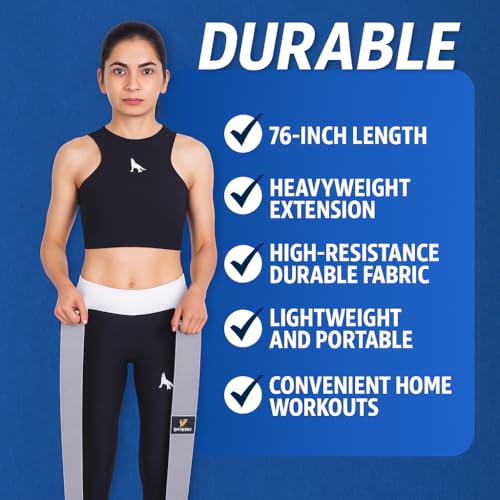76 Inch Extended Length Resistance Bands - Heavy Duty Elastic Fabric & Natural Rubber Long Workout Loop for Pull Up Assist, Vertical Jump Training, Mobility & Full Body Fitness