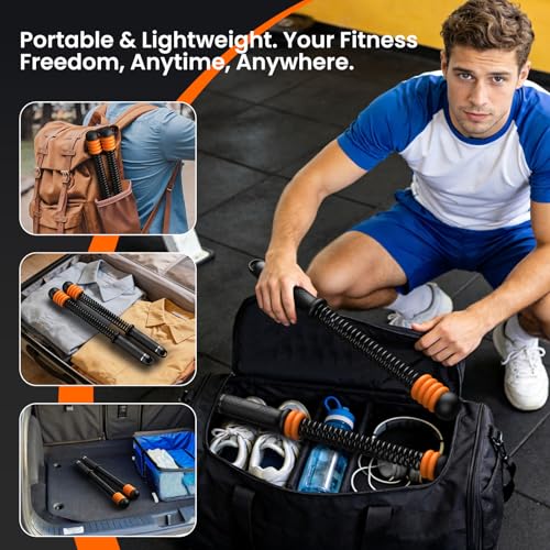 2PCS Adjustable Weighted Ropeless Battle Ropes, Heavy Duty Cordless Battle Rope, HIIT, Cardio, Full-Body Workout Tool, Non-Slip Spiral Handles, Home Gym Equipment, Women and Men Black