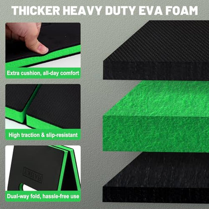 Foldable Kneeling Pad for Gardening & Mechanic Work, Waterproof Extra Thick High Density EVA Foam Knee Mat for Bathing Baby, Exercise,Portable Cushion with Handle, 20.4" x 11.8" (Green & Black)