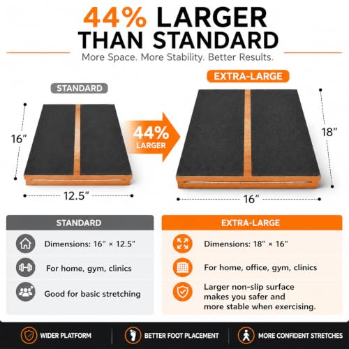 MUCITAGF Professional Extra Large Wide Slant Board, Wood Calf Stretch Board
