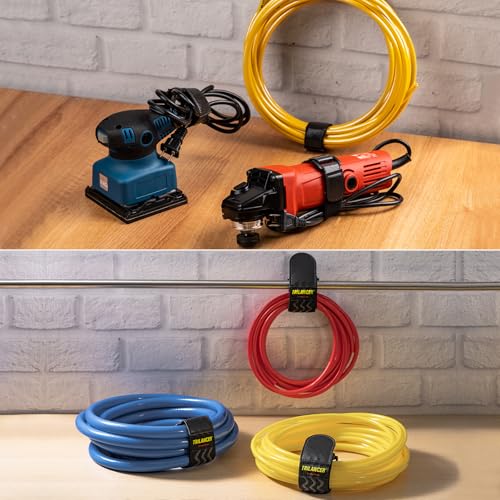 Trilancer Elastic Cinch Straps with Anti-Slip Strips, 5 Size Combo(10-Pack) Heavy Duty Hook and Loop Storage Straps for Extension Cords,Cables, Ropes, Hoses, Bike, RV, Pant Garters,Garage Organization - size: 5 size combo(9''+12"+14''+18"+24")