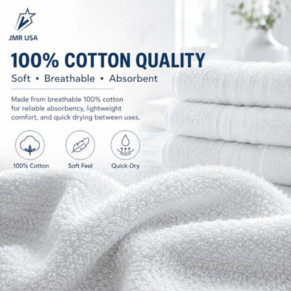 White Cotton Bath Towels 36-Pack (20x40), Lightweight Quick-Dry Gym & Pool - color: White-36 Pcs, size: 20X40