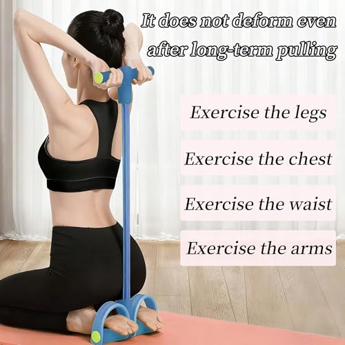 Multifunction Tension Rope, 6-Tube Elastic Resistance Bands, Pedal Resistance Band with Handles, Natural Latex Exercise Bands for Abdomen Waist Arm Leg Stretching & Fitness Training - color: PINK
