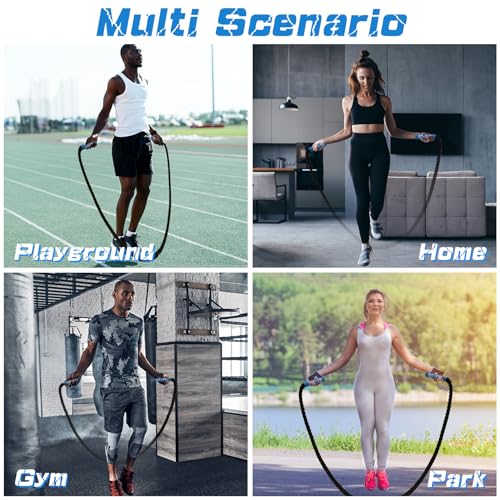 Jump Rope, 3.75 LB/2.65 LB Weighted Jump Rope for Fitness, Heavy Skipping Rope for Home Gym Workout, Weight Loss, Strength Training, Total Body Exercise Equipment
