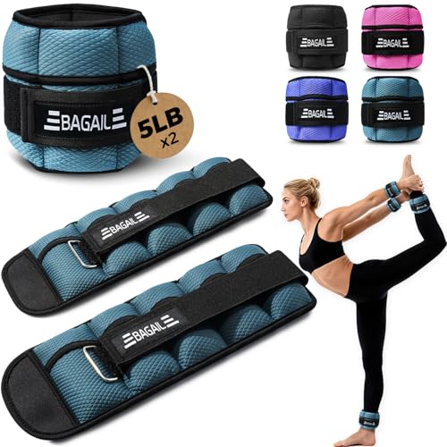 BAGAIL Ankle Wrist Weights for Women & Men, Set of 2 (Available in 0.5/1/2/3/4/5 lb Each), Wearable Leg Arm Weights with Sleek Design & Secure Fit for Walking, Running, Pilates, Home Fitness - color: Blue, size: Adjustable 1-5 lb Each (Up to 10 lb Total P