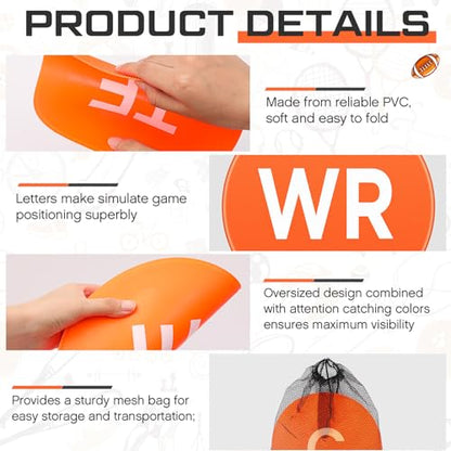 9 Pcs Football Lineman Spot Markers with Mesh Bag 9 Inch Non Slip Vinyl Poly Floor Agility Dots Flat Field Cones for Football Coaching Speed Agility Training Equipment