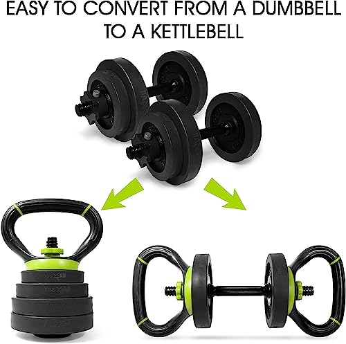 Yes4All Adjustable Kettlebell Handle for Weight Plates, Dumbbell Converter for Strength Training Kettlebells, Home Gym - color: A. Neo Green