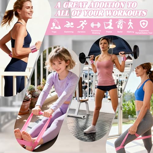 Ankle Weights Resistance Bands Set for Women,Adjustable Wrist Weights Wearable Arm Leg Weight Set of 2(1Lbs Each),Elastic Exercise Loop Bands with 3 Levels(15/25/35 LBS),for Gym, Yoga, Pilates, Cardio & Strength Training