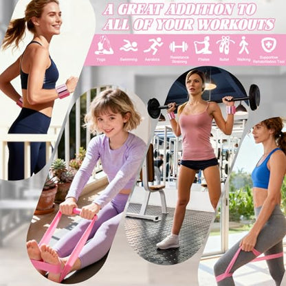 Ankle Weights Resistance Bands Set for Women,Adjustable Wrist Weights Wearable Arm Leg Weight Set of 2(1Lbs Each),Elastic Exercise Loop Bands with 3 Levels(15/25/35 LBS),for Gym, Yoga, Pilates, Cardio & Strength Training