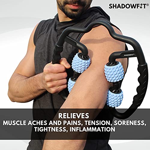 Shadowfit Muscle Massager Roller, Trigger Point Foam Roller for Calves, Legs, Arms, Shin Splints, Massage Tool to Relieve Soreness, Stiffness, and Tight Muscles, Cellulite Deep Tissue Massaging - color: Black
