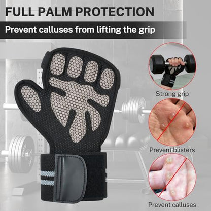 Workout Gloves with Wrist Wraps for Men & Women – Ventilated Weight Lifting Gloves for Anti-Sweat Gym Fitness, Cross Training & Hand Support - size: Large