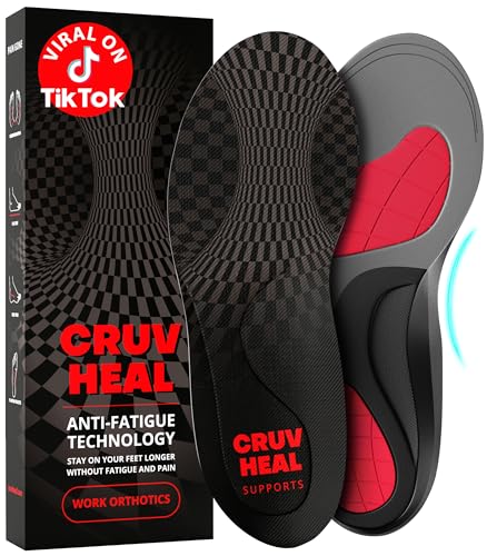 CRUVHEAL Work Orthotic Insoles - Anti Fatigue Medium Arch Support Shoe Insert Men Women - Plantar Fasciitis Flat Feet - Relieve Foot Pain - Work Boot Insoles Standing All Day (XL, Gray) - color: Gray, size: XL(Men 11-13.5||Women 12-14.5)