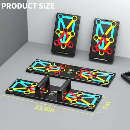 UPREIGN Multi-Functional Push-Up Plate. Portable and Foldable Push-up Board with Handle for Muscle Building and Strength Training - color: Light black