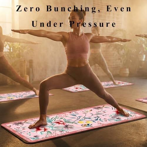 The Ultimate Grip Yoga Mat Towel for Women | Zero-Slip Natural Rubber Backing | 72"x26.7" Absorbent Suede Microfiber Pro-Grade Hot Yoga Towel | 1mm Ultra-Thin & Foldable for Pilates, Travel (Floral)