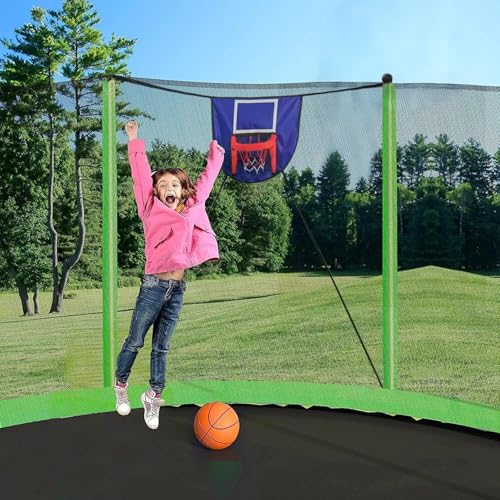 1500LBS 10FT 12FT 14FT 16FT Trampoline for Kids Adults with Basketball Hoop, Enclosure Net, Sprinkler, Lights, Disco Ball with Music Speaker, Heavy Duty Trampoline Outdoor Trampolines - color: Green - 15FT