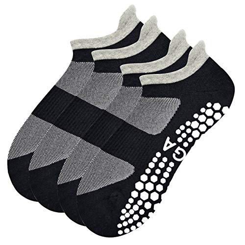 Busy Socks 2 Pack Women Ankle Non Slip Yoga Pilates Grip Socks with Cushion - color: 2 Pairs Black