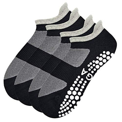 Busy Socks 2 Pack Women Ankle Non Slip Yoga Pilates Grip Socks with Cushion - color: 2 Pairs Black