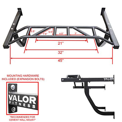 Valor Fitness CHN-3 Straight & CHN-UP Multi Grip Wall Mounted Pullup/Chin Up Bars for Home Gym Exercise and Workout - color: Multi