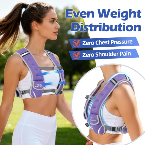 Sportneer Adjustable Weighted Vest Woman: 6-10lb/10-18lb Weighted Vests - color: Purple, size: 6-10 lbs