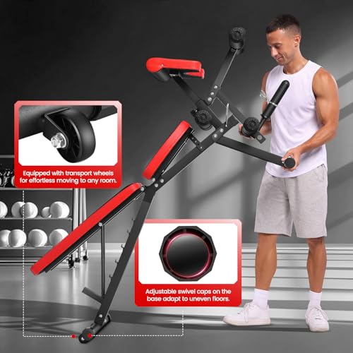 OPPSDECOR Adjustable Weight Bench with Leg Extension and Leg Curl, Workout Bench Press Preacher Curl Bench with Wheels, 800 LBS Flat/Incline/Decline Sit-Up Bench Gym Bench for Home Workout