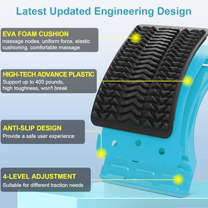 Back Stretcher for Lower Back Pain Relief, Multiple Level Adjustable Arch Lumbar Back Cracker Board, Back Cracking Device, Back Massager for Scoliosis, Spine Decompression Support