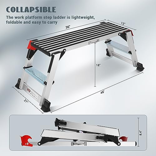 Work Platform Aluminum Step Ladder,36"×12"×18" Step Platform Non-Slip - size: One Step-36×12×18"