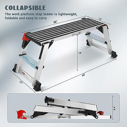 Work Platform Aluminum Step Ladder,36"×12"×18" Step Platform Non-Slip - size: One Step-36×12×18"