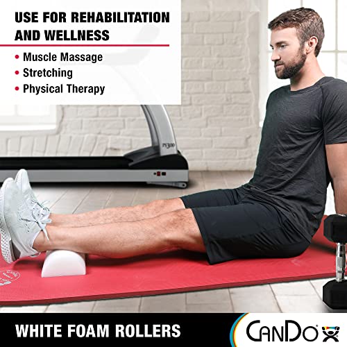 CanDo White PE Foam Rollers for Exercise, Finess, Muscle Restoration, Massage Therapy, Sport Recovery and Physical Therapy for Home, Clinics, Professional Therapy 6" x 36" Half-Round