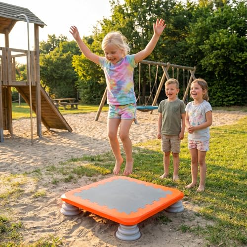 Mini Trampoline for Kids, 25 Inch Sensory Trampoline Bouncing Board with Non-Slip Base - color: Orange