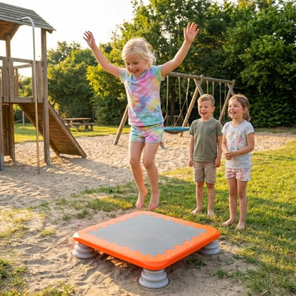 Mini Trampoline for Kids, 25 Inch Sensory Trampoline Bouncing Board with Non-Slip Base - color: Orange