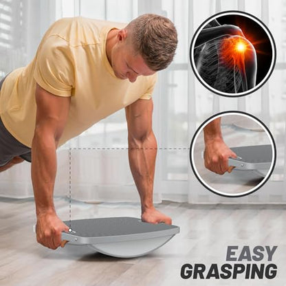 ProfessionalAdvanced Anti-Slip Wooden Balance Board,wobble board, 500 lbs Capacity. Perfect for under-desk standing, physical therapy, rehab, core & stability training, and fun for all ages.