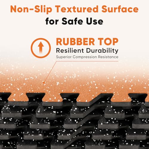 Sweetcrispy Interlocking Foam Floor Tiles - color: Black - Rubber - 6 Pcs - 24 Sq ft, size: 6 Pcs (24 Sq Ft)