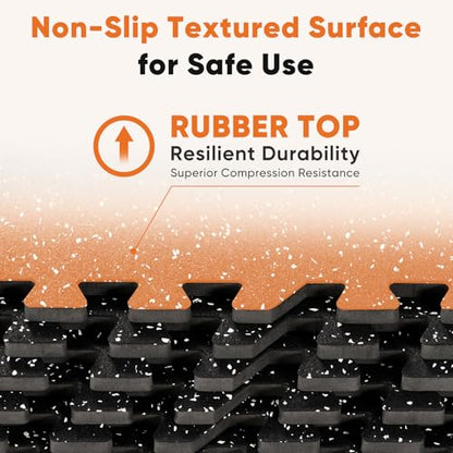 Sweetcrispy Interlocking Foam Floor Tiles - color: Black - Rubber - 6 Pcs - 24 Sq ft, size: 6 Pcs (24 Sq Ft)