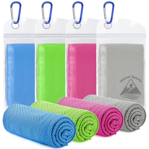 Cooling Towel 4 Pack, 40"x12" Ice Towel for Instant Relief, Microfiber Chilly Towel for Sports, Gym, Running, Yoga, Golf, Camping, Fitness (Mix A) - color: Mix a