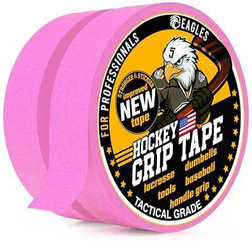 EAGLES Hockey Tape Rose Pink 1inch Grip Tape 2 Roll Athletic Sports Tape Water-Resistan Multipurpose Cloth Tape for Lacrosse Baseball & Softball Bats, Pullup Bars, Wrist Ankle Foot Gymnastics Bar - color: Rose Pink
