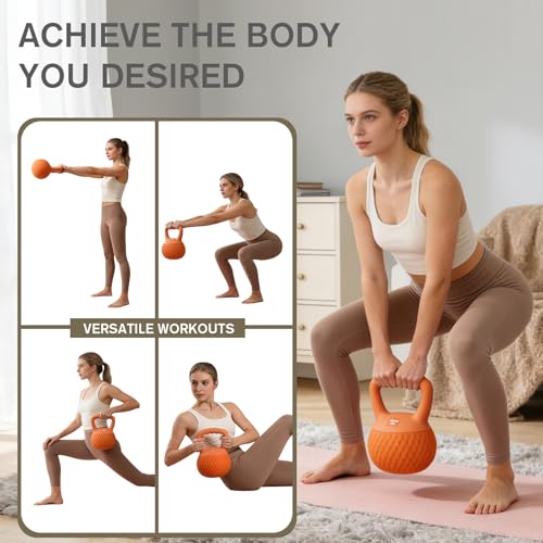 YIGUO Soft Kettlebell, Kettlebells Cushioned Impact-Resistant Base and Anti-Slip Grip, Strength Training Kettle Bell for Women and Men, Home Workout - color: Orange