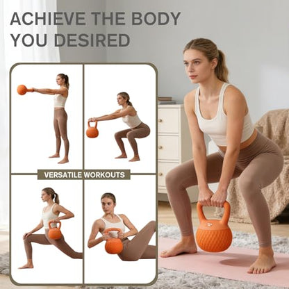 YIGUO Soft Kettlebell, Kettlebells Cushioned Impact-Resistant Base and Anti-Slip Grip, Strength Training Kettle Bell for Women and Men, Home Workout - color: Orange