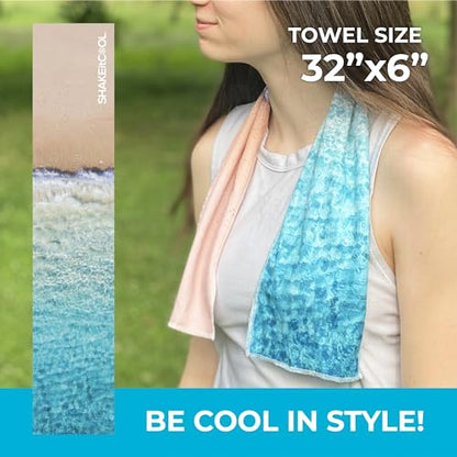 Original Cooling Towel – Be Cool in Style - Heat Relief, Soft, Lightweight, Sun Protection, Easy Clean - Perfect for Biking, Running, Yoga, Gym, Gardening - Beach - color: Beach