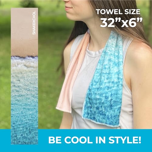 Original Cooling Towel – Be Cool in Style - Heat Relief, Soft, Lightweight, Sun Protection, Easy Clean - Perfect for Biking, Running, Yoga, Gym, Gardening - Beach - color: Beach