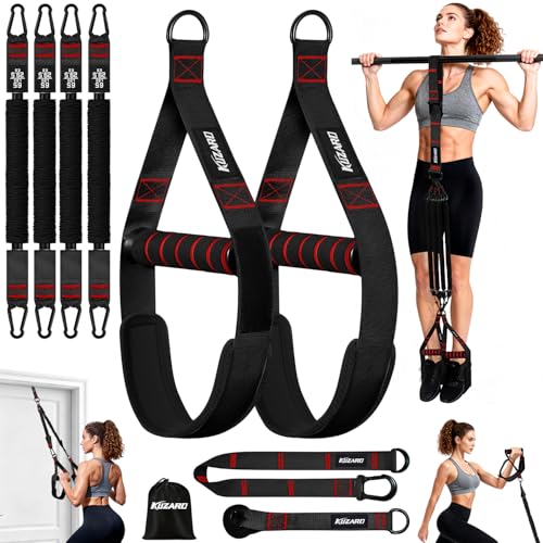Pull Up Assistance Bands for Women, Heavy Duty Resistance Bands with Handles, Exercise Band with Door Anchor, Workout Band Set for Pull Up Bar, Full Body Sculpting,Muscle Training, Recovery, Home Gym - color: Black and Red